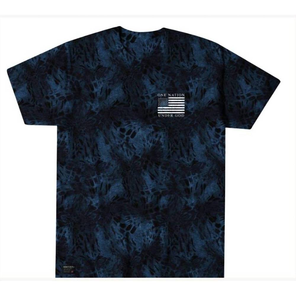 NEW HOWITZER unisex under god heather camo tee top in grey/blue